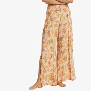 Billabong Split Spirit Floral Pants Sz Small Wide Leg Beach